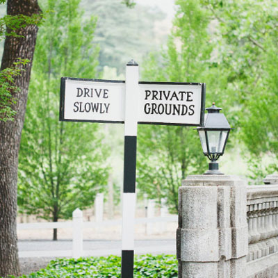 Beaulieu Garden entrance road sign